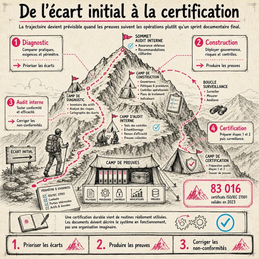 La trajectoire devient prévisible quand les preuves suivent les opérations plutôt qu’un sprint documentaire final.