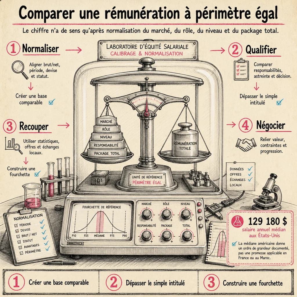 Le chiffre n’a de sens qu’après normalisation du marché, du rôle, du niveau et du package total.