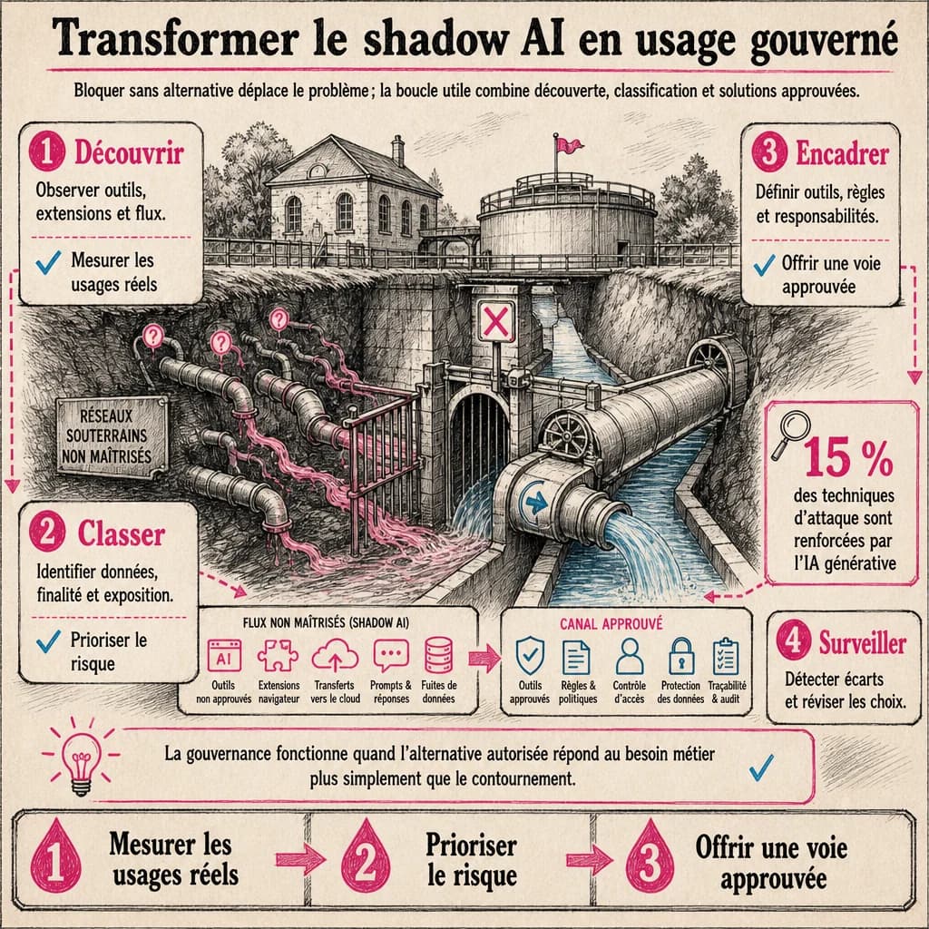 Bloquer sans alternative déplace le problème ; la boucle utile combine découverte, classification et solutions approuvées.